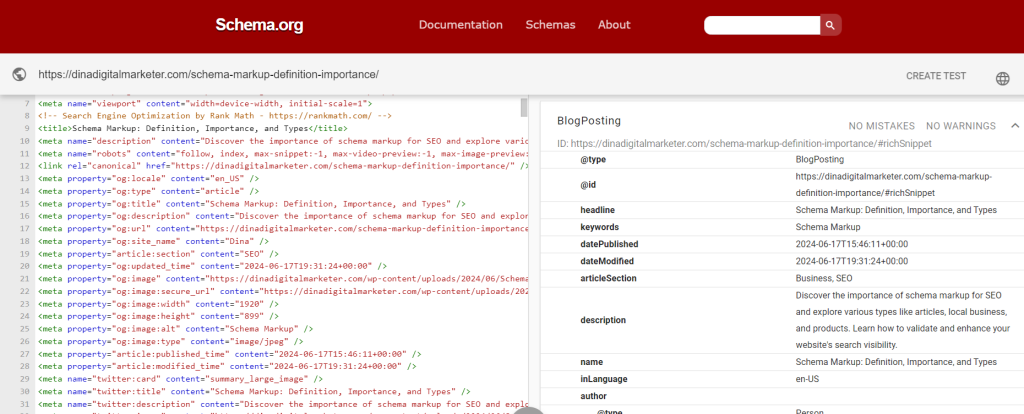 Schema Markup Validator